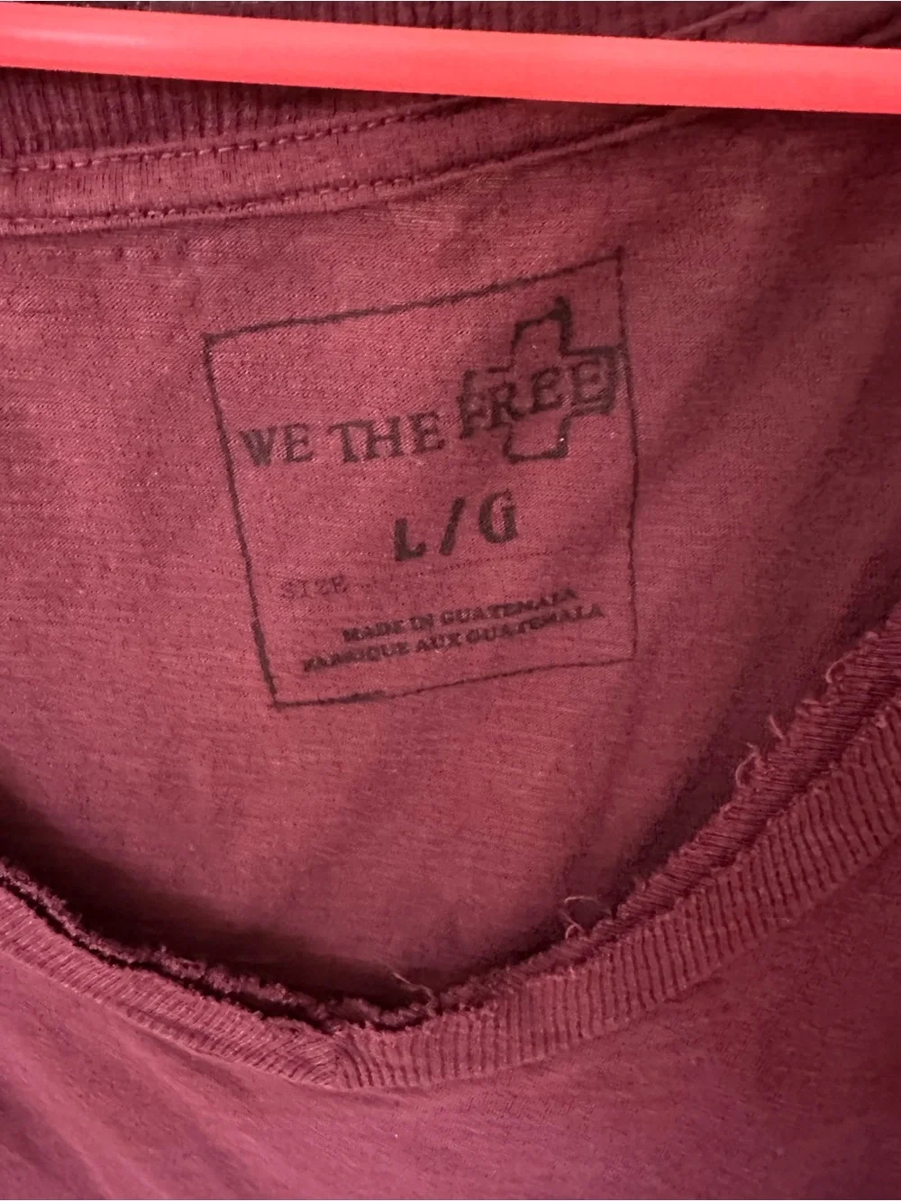 Free People Relaxed V Neck Pocket Tee Burgundy Red Women Size L NWT